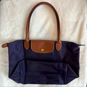 Longchamp Le Pliage dark purple tote